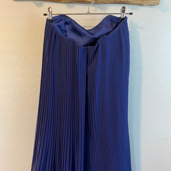 French Connection Blue Pleated Strapless Dress - Picture 4 of 8